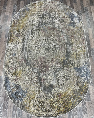 Ковер турецкий A2393B Lisa (Полиэстер хит-сет, серый, разноцветный) овальный