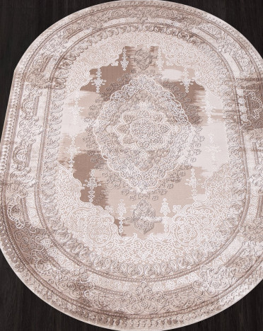 Ковер турецкий 03704A ARMINA (PP Heatset Высокоплотный, бежевый) овальный