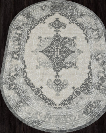 Ковер российский F265 CUBA (Полиэстер, серый) овальный