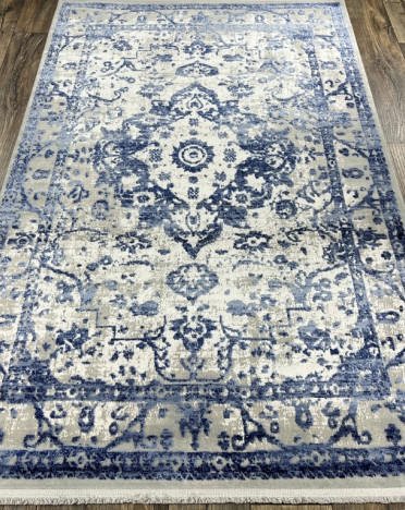 Ковер турецкий 03287A JULIA (Вискоза, синий, серый)